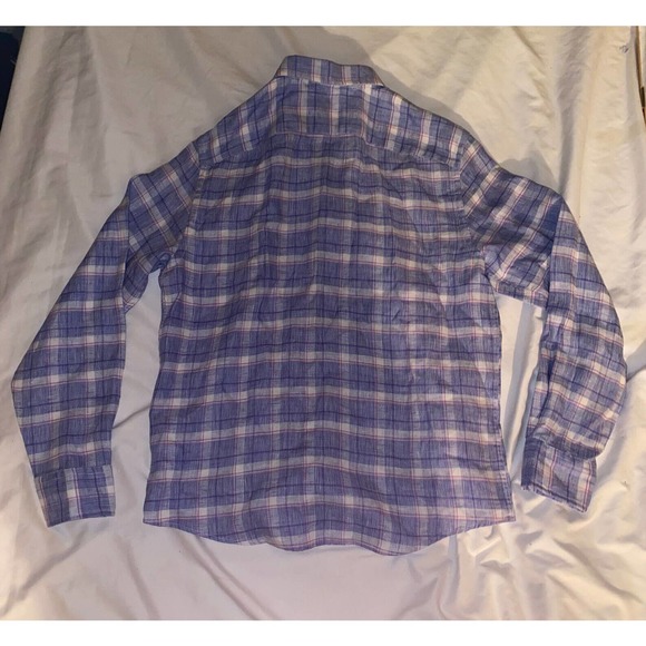 UNTUCKit Long Sleeve Button Shirt Men Size Medium 100% Linen Plaid Casual Preppy - Picture 8 of 10